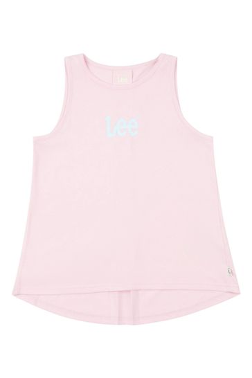 Lee Girls Pink Wobbly Graphic Vest Top