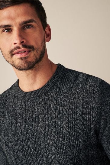 Cable crew neck jumper shop