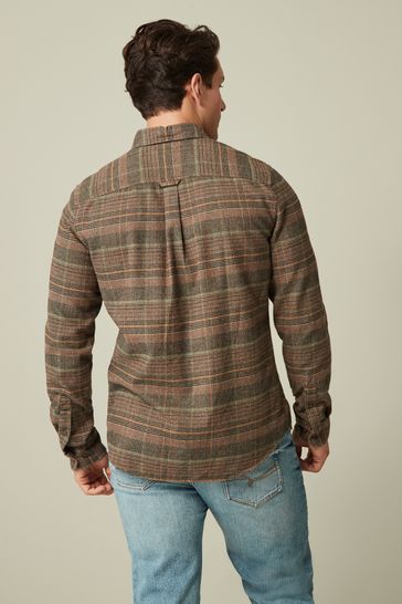 Brown checkered top dress shirt