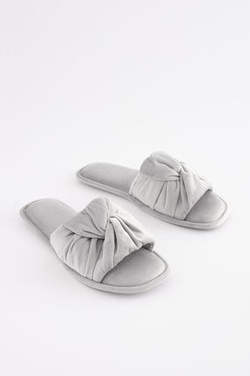 Velvet bow slippers online