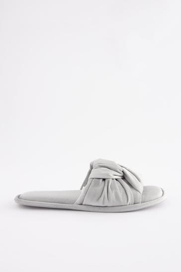 White company best sale velvet bow slippers