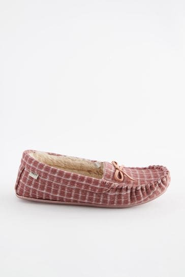 Womens pink online moccasin slippers