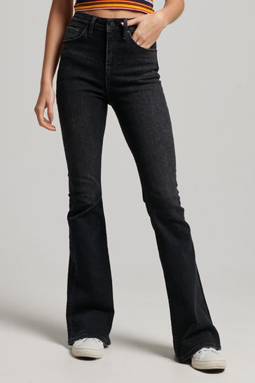 Superdry Grey Organic Cotton High Waisted Skinny Flare Jeans