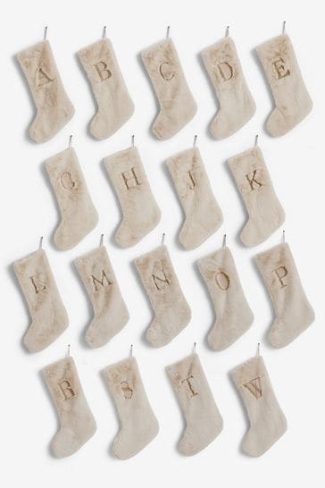 Natural Faux Fur Alphabet Christmas Stocking