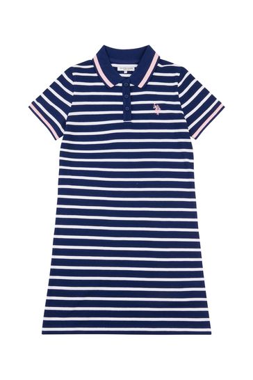 Blue striped polo dress clearance