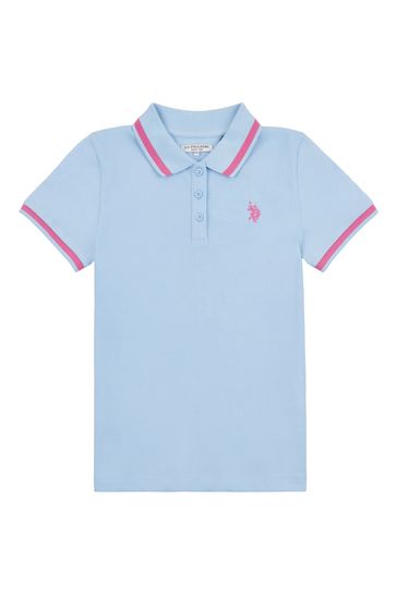 U.S. Polo Assn. Girls Blue Short Sleeve Polo Shirt