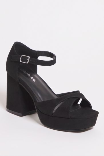 Simply Be Cross Front Platform Sandals in Wide/Extra Wide Fit
