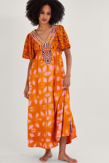 Monsoon orange maxi dress sales