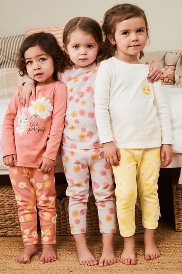 Buy Pink Yellow Bunny Floral Pyjamas 3 Pack 9mths 8yrs from Next Austria