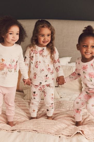 Buy Pink Ecru White Fairy 3 Pack Long Sleeve Printed Pyjamas 9mths 12yrs from Next Austria