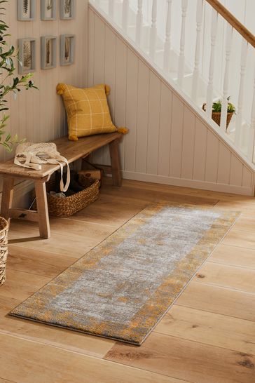 Ochre Yellow Texture Border Runner