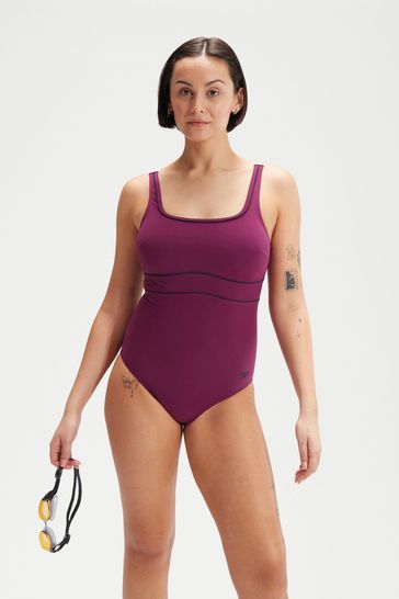 Speedo Womens Purple Shaping Contour Eclipse Swimsuit