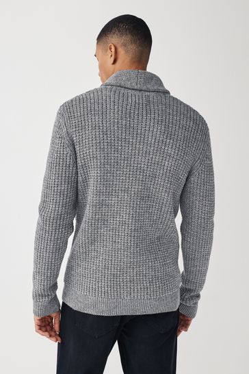 Gray waffle knit cardigan outlet