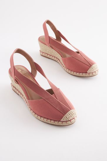 Pink Extra Wide Fit Forever Comfort® Elastic Closed Toe Wedges