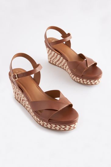 Tan Brown Extra Wide Fit Forever Comfort® Open Toe Wedges