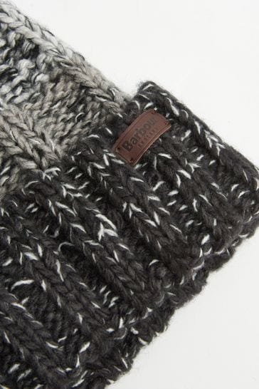 Barbour Black Slate Tartan Pom Beanie Hat