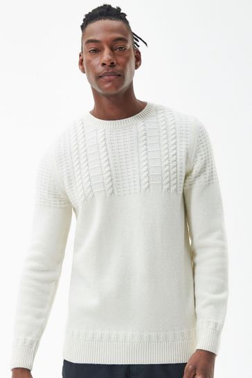 Barbour White Foremast Crew Neck Jumper