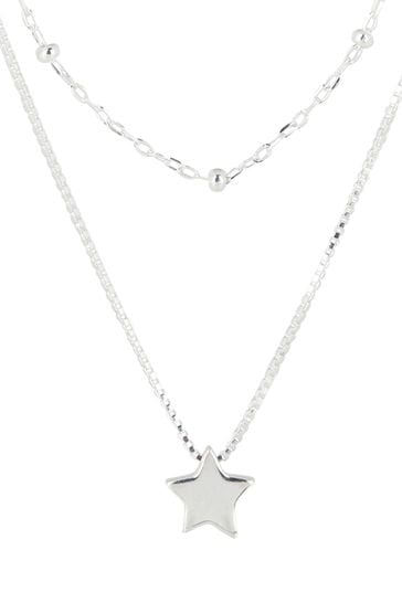 Buy Oliver Bonas Silver Sky Star Charm Layered Necklace from the