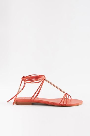 Metallic strappy sales flat sandals