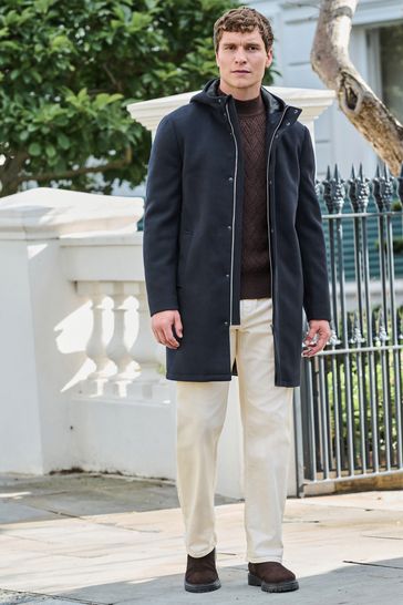 Buy Navy Blue Funnel Neck Hooded Coat from Next Slovakia