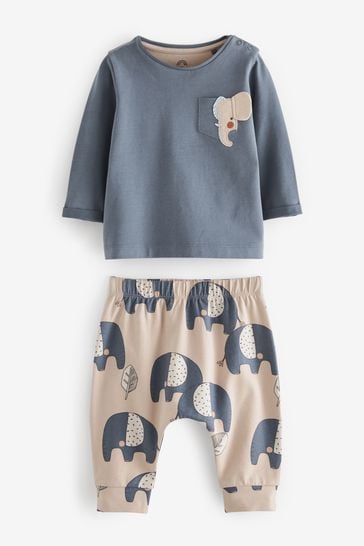 Navy Blue Elephant Baby T-Shirt And Leggings 2 Piece Set