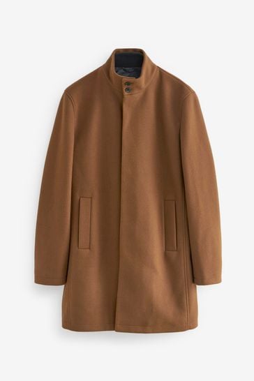 Camel funnel neck coat sale