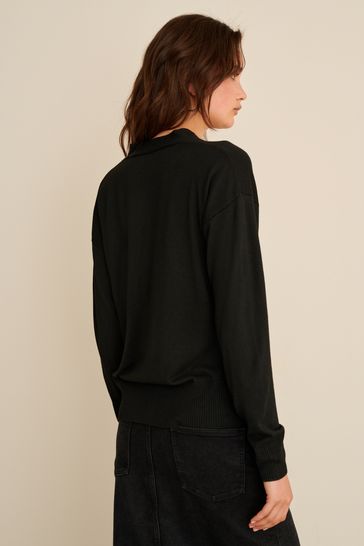 Black button deals up sweater