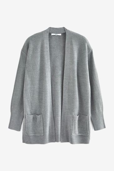 Grey Cosy Pocket Detail Cardigan