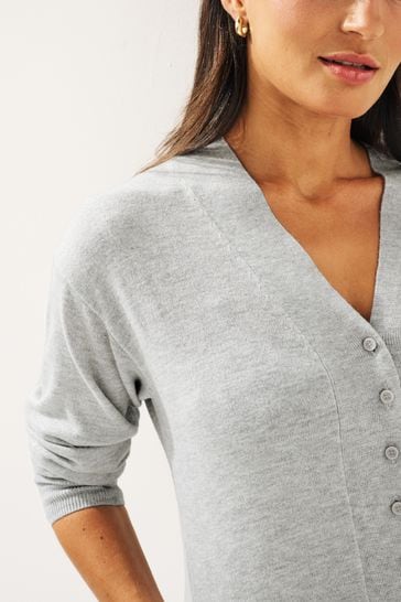 Buy Grey Button Up Cardigan from Next Luxembourg