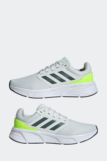 Buy adidas White Lime Green Performance Galaxy 6 Trainers from