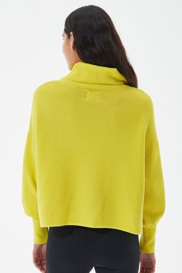 Barbour International Yellow Parade Cropped Knitted Jumper