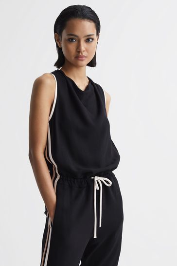 Buy Reiss Black Tyla Side Stripe Jumpsuit from Next Luxembourg