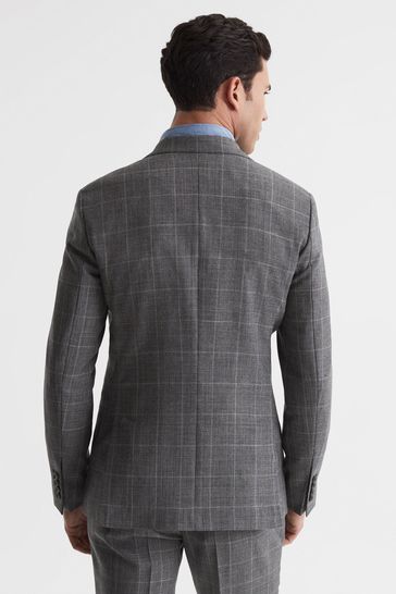Grey hot sale checkered blazer