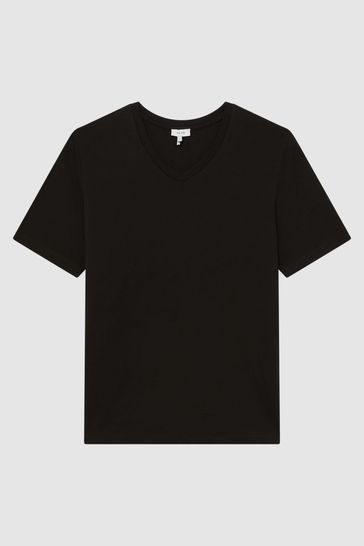 Buy Reiss Black Dayton Cotton V Neck T Shirt from Next Luxembourg