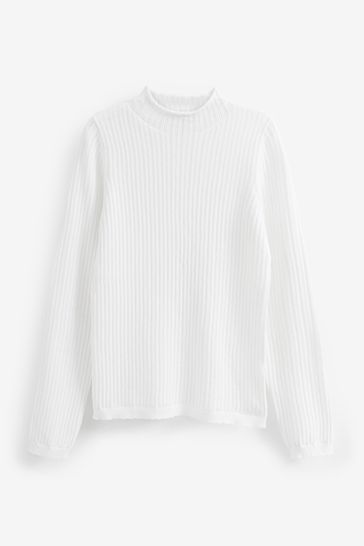 Buy Ecru White Stitch Detail High Neck Knit Top from Next Singapore