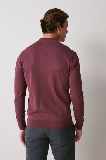 Maroon long shop sleeve polo