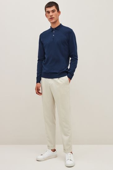 Navy blue polo dress shirt hot sale