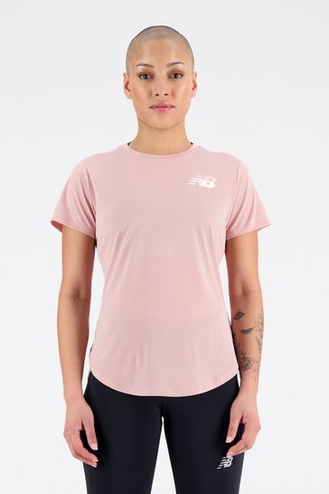 New Balance Pink Accelerate Short Sleeve T-Shirt