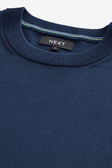 Navy Regular Cotton Rich Knitted Crew Neck Jumper