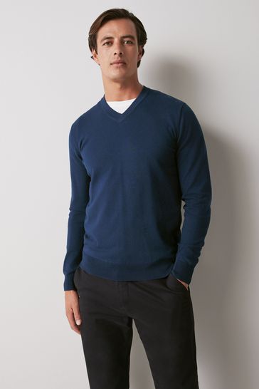 V neck navy blue sweater cheap