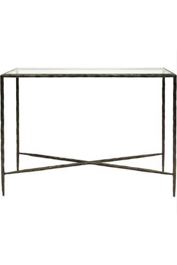 Buy Libra Interiors Bronze Patterdale Small Glass Top Console