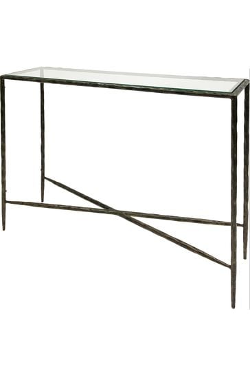 Small black metal online console table