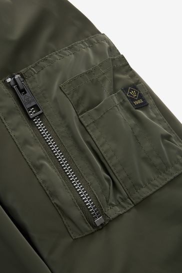 Buy Khaki Green Bomber Jacket with Mock Jersey Hood from