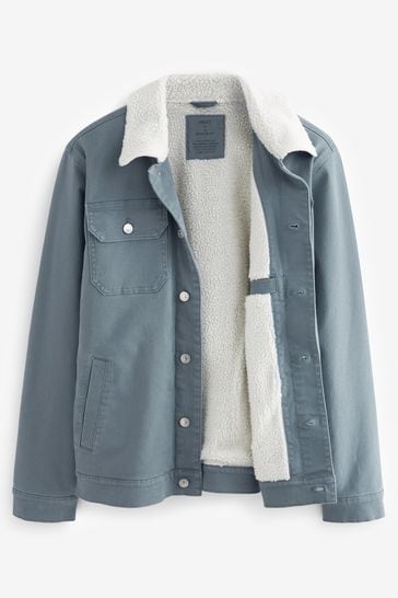 Blue borg collar shop denim jacket