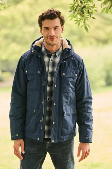 Buy Navy Blue Borg Lined Shower Resistant 4 Pocket Jacket from Next Latvia