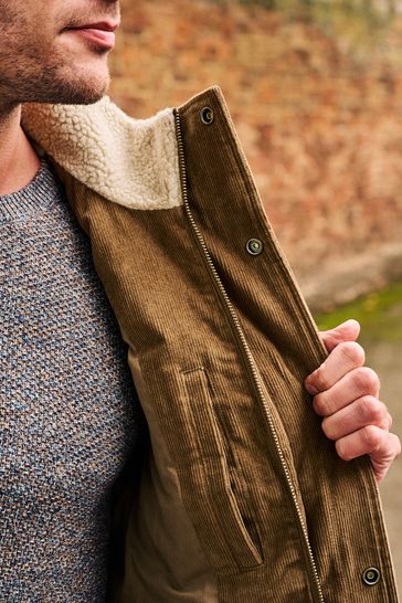 Tan borg collar cord jacket shop