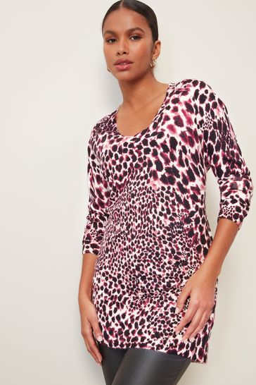 V neck deals animal print jumper
