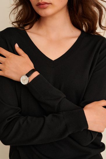 Ladies black sales v neck jumper