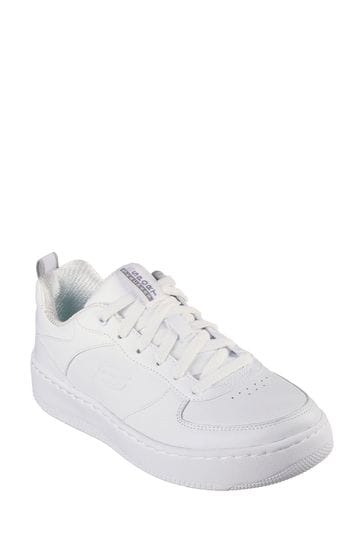 All white sales leather skechers