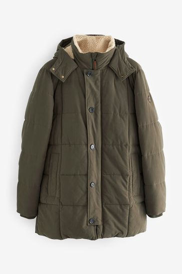 Buy Khaki Green Square Quilted Parka Jacket from Next Australia